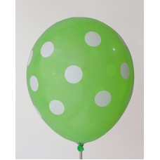 Lime Green - White Polkadots Printed Balloons